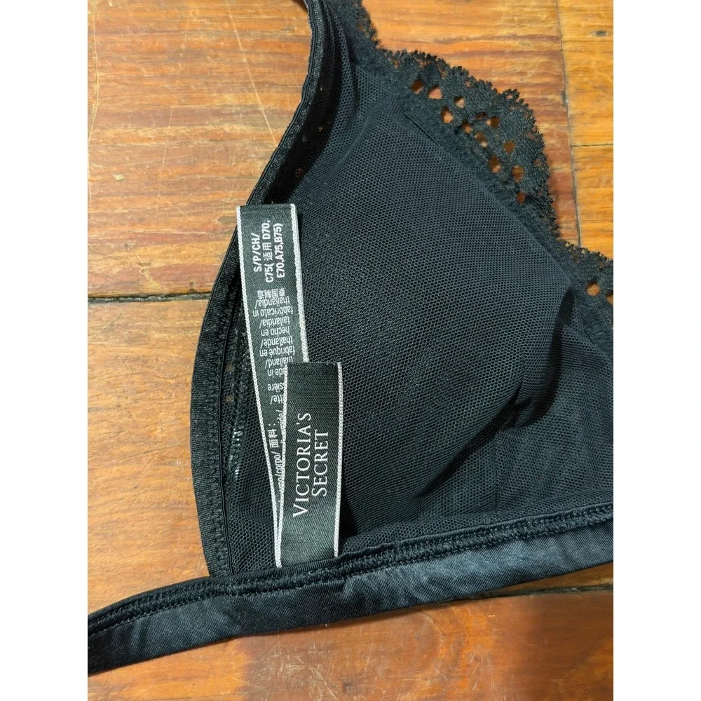 Victoria's‎ Secret Black Lace Front-Clasp Racerback Bralette Small S/P/CH